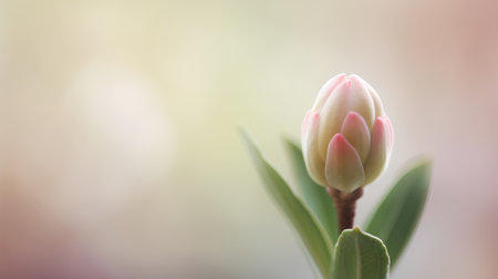 Beautiful blooming pink rhododendron flower on blurred backgroundの素材