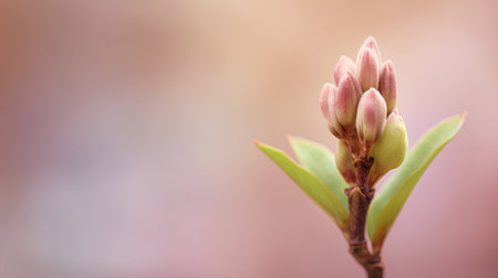 Blossoming bud of a magnolia on a blurred background.の素材