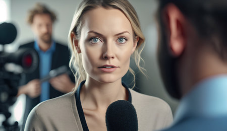 Portrait of an attractive young woman in sportswear looking at the camera while talking to a trainer during a training sessionの素材