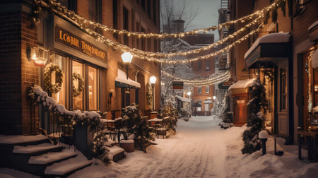 Beautiful winter view of a street in Boston, Massachusetts, USA.の素材