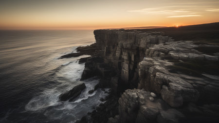 Sunset over Cliffs of Moher in County Clare, Irelandの素材
