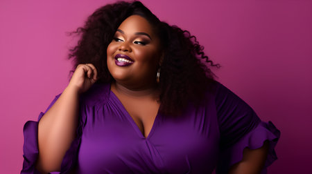 Beautiful african american woman with afro hairstyle. Studio shot.の素材