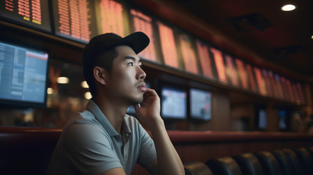 Portrait of a young asian man waiting for flight at the airportの素材
