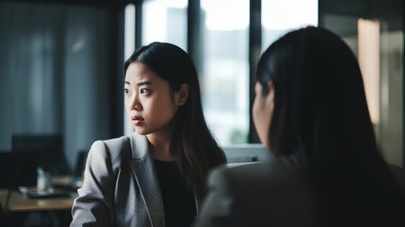 Young Asian businesswoman talking to her colleague in the meeting room.の素材