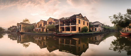 Houses on the bank of the canal in Suzhou, Chinaの素材