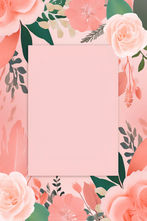Watercolor floral frame with copy space for your text. Pastel colors.の素材