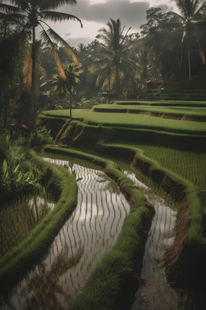 Terraced rice field in Bali, Indonesia. Vintage styleの素材