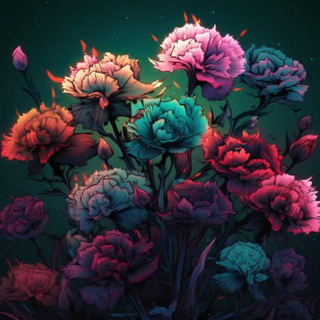 Seamless background with flowers of carnation. Vector illustration.の素材