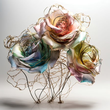 3d illustration of a bouquet of roses in pastel colorsの素材