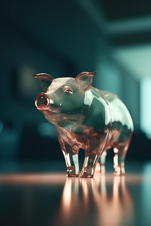 Piggy bank in a modern office. 3D rendering.の素材
