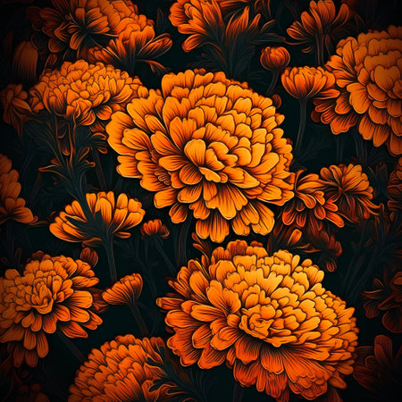 Seamless floral background with orange chrysanthemum flowersの素材