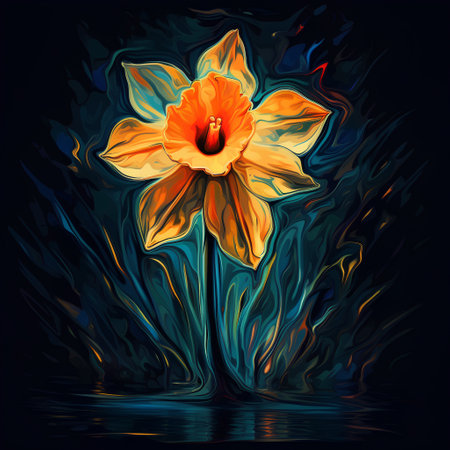 Narcissus flower on a dark background. Vector illustration.の素材