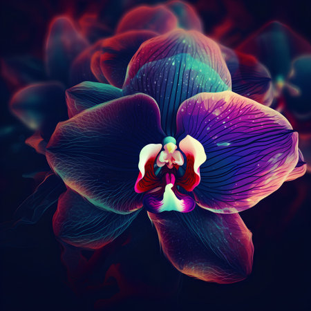 Orchid flower on a dark background. Psychedelic design.の素材