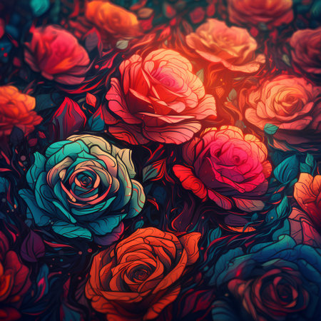 Floral background with colorful roses. Vector illustration. EPS 10.の素材