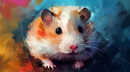 Hamster portrait on abstract colorful background. Vector illustration for your designの素材