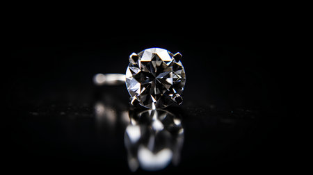 Jewelry diamond ring on a black background. Jewelry backgroundの素材