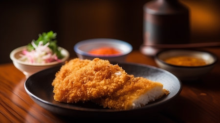 Japanese food, Tonkatsu fried pork cutlet with soy sauceの素材