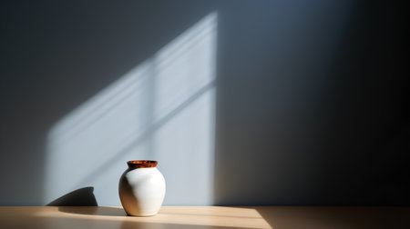 Ceramic vase with shadow on the wall. 3d renderの素材