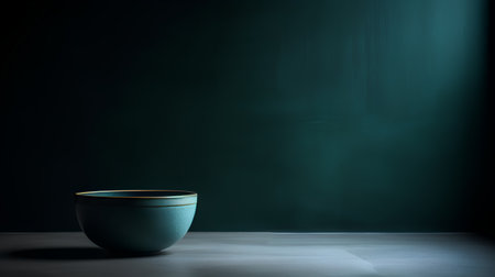 Empty ceramic bowl on black background with copy space. 3d renderingの素材