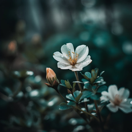 White flowers in the garden. Floral background. Nature background.の素材