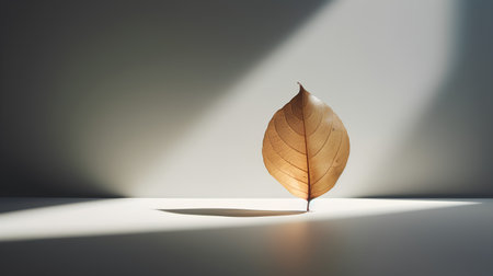 3d render of a dry leaf on a white background with shadowの素材