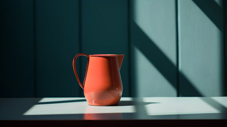 Orange jug on the table in the sunlight. 3d rendering.の素材