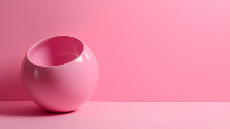 Pink ceramic vase on pink background. Minimal concept. 3d renderの素材