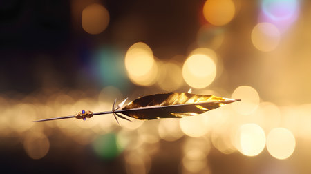 feather on a bokeh background with place for your textの素材