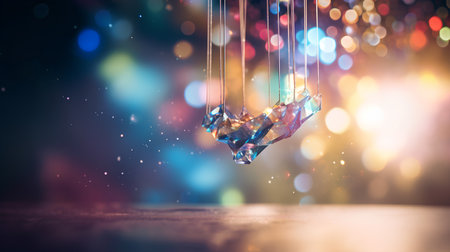 Christmas star hanging on bokeh background. Christmas and New Year conceptの素材