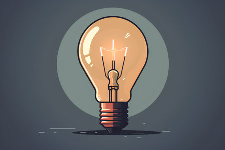 Illustration of a lightbulb on dark background. Vector illustration.の素材