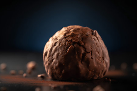 Chocolate truffles on a dark background. Selective focus.の素材