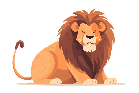 Lion vector illustration. Isolated on white background. Cartoon style.の素材