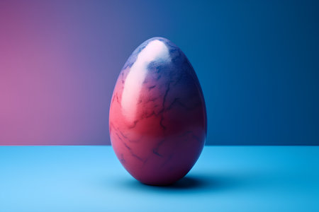 Easter egg on a blue-pink background. 3d renderの素材