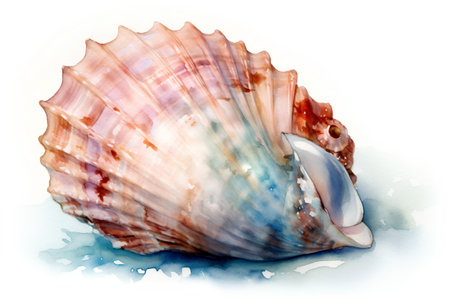 Illustration of a seashell on a white background. Watercolorの素材