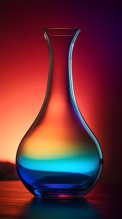 Colorful glass decanter on a dark background. Close-upの素材