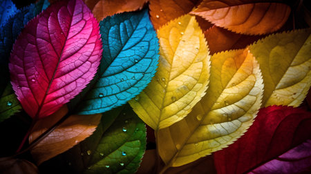 Colorful autumn leaves background. Close up. Selective focus.の素材