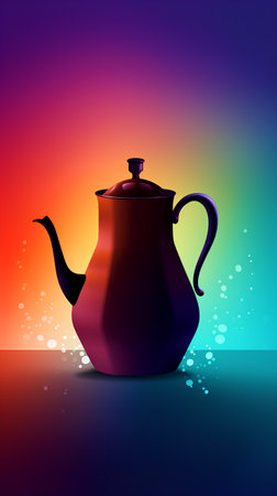 Black teapot on colorful background. Vector illustration for your designの素材