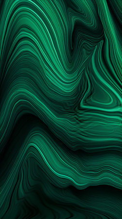 Green wavy abstract background. Fantasy fractal design in green colors. Digital art. 3D rendering.の素材