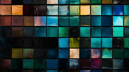 Colorful mosaic tiles background. Abstract grunge mosaic tiles pattern.の素材