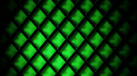 Green abstract background with rhombus pattern. 3d render illustrationの素材