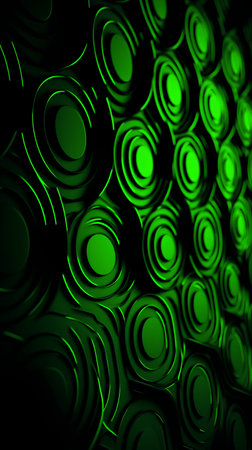 abstract background with green and black circles. 3d render illustrationの素材