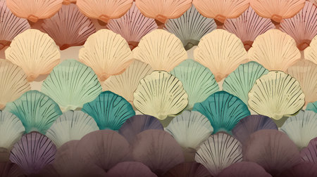 Seamless pattern with seashells in pastel colors.の素材
