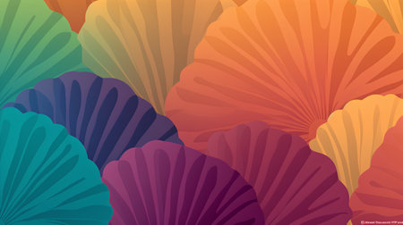 Tropical background with palm leaves. Colorful vector illustration.の素材