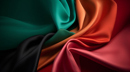 3d render of colorful satin fabric background with draperyの素材