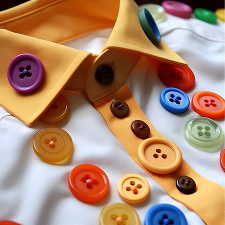 Buttons on the white shirt. Shallow depth of field.の素材