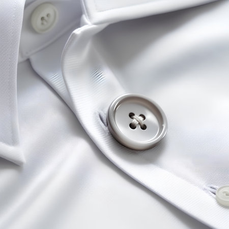 Close-up of button on white shirt. Shallow DOF.の素材