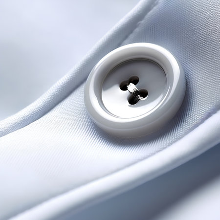 close up of white button on a white shirt (shallow DOF)の素材