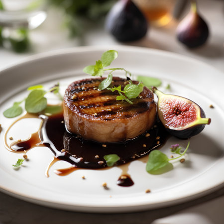 Grilled foie gras with balsamic sauce and figsの素材