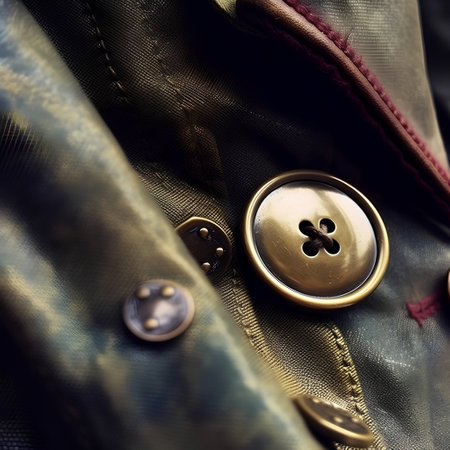 Detail of a man's jacket with buttons. Selective focus.の素材