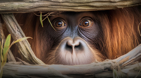 Portrait of an orangutan (Pongo pygmaeus)の素材